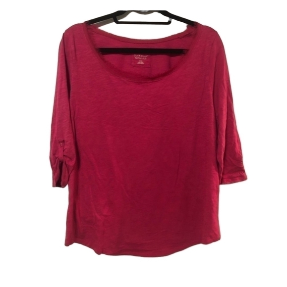 Lane Bryant size  14/16 pink fringe collar cool and casual cotton slub top - Picture 1 of 11